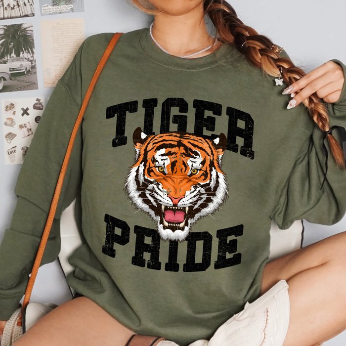 Tiger Pride Football Game Day Tailgate Touchdown Graphic Team Spirit Premium Sweatshirt