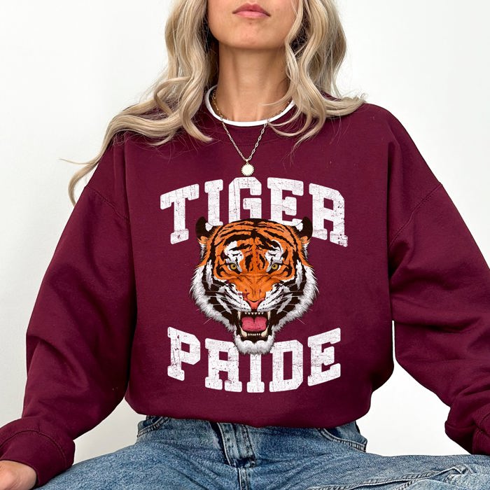 Tiger Pride Football Game Day Tailgate Touchdown Graphic Team Spirit Premium Sweatshirt