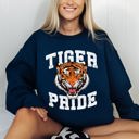 Small Navy Tiger Pride Football Game Day Tailgate Touchdown Graphic Team Spirit Premium Sweatshirt