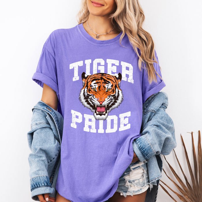 Tiger Pride Football Game Day Big Game Touchdown Tailgate Party Comfort Colors Tee