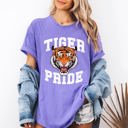 XL Violet Purple Tiger Pride Football Game Day Big Game Touchdown Tailgate Party Comfort Colors Tee
