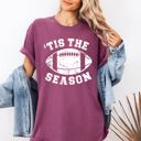 Large Berry Red Tis The Season Football Tailgate Party Touchdown Big Game Game Day Sports Enthusiast Comfort Colors Tee