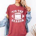 Medium Crimson Red Tis The Season Football Tailgate Party Touchdown Big Game Game Day Sports Enthusiast Comfort Colors Tee
