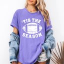 XL Violet Purple Tis The Season Football Tailgate Party Touchdown Big Game Game Day Sports Enthusiast Comfort Colors Tee