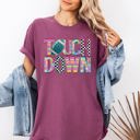 Small Berry Red Touchdown Faux Printed Embroidery Look Colorful Girly Football Game Day Tailgate Party Comfort Colors Tee