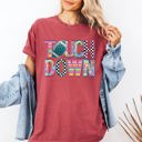 XL Crimson Red Touchdown Faux Printed Embroidery Look Colorful Girly Football Game Day Tailgate Party Comfort Colors Tee
