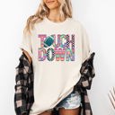 XXXL Ivory Cream Touchdown Faux Printed Embroidery Look Colorful Girly Football Game Day Tailgate Party Comfort Colors Tee