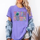 XXXL Violet Purple Touchdown Faux Printed Embroidery Look Colorful Girly Football Game Day Tailgate Party Comfort Colors Tee