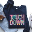 Small Navy Touchdown Faux Printed Embroidery Look Colorful Girly Football Sports Game Day Big Game Tailgate Party Sweatshirt