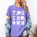Medium Violet Purple Touchdown Helmet Football Game Day Big Game Tailgate Party Fan Favorite Comfort Colors Tee