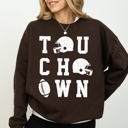 Small Dark Chocolate Brown Touchdown Helmet Football Sports Game Day Big Game Tailgate Party Victory Sweatshirt