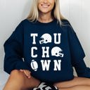Small Navy Touchdown Helmet Football Sports Game Day Big Game Tailgate Party Victory Sweatshirt