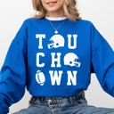 Large Royal Blue Touchdown Helmet Football Sports Game Day Big Game Tailgate Party Victory Sweatshirt