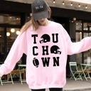 Small Light Pink Touchdown Helmet Football Sports Game Day Big Game Tailgate Party Victory Sweatshirt