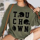 Medium Military Green Touchdown Helmet Football Sports Game Day Big Game Tailgate Party Victory Sweatshirt