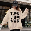 Medium Sand Touchdown Helmet Football Sports Game Day Big Game Tailgate Party Victory Sweatshirt