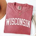 Large Crimson Red Wisconsin Football Game Day Tailgate Party University State Fans Unite Comfort Colors Tee