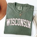 Small Moss Dark Green Wisconsin Football Game Day Tailgate Party University State Fans Unite Comfort Colors Tee