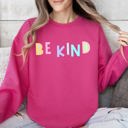 Large Heliconia Bright Pink Be Kind Positivity Humor Sarcasm Mental Health Colorful Pastel Motivational Everyday Wear Sweatshirt