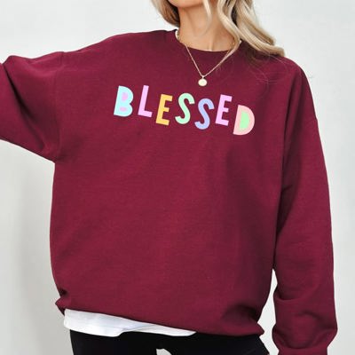 Blessed Positivity And Sarcasm Graphic Quote For Positive Vibes Daily Crewneck Sweatshirt