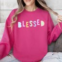XL Heliconia Bright Pink Blessed Positivity And Sarcasm Graphic Quote For Positive Vibes Daily Crewneck Sweatshirt