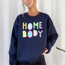 XXL Navy Homebody Positivity Sarcastic Mental Health Pastel Colorful Crewneck Sweatshirt Everyday Comfort Vibes