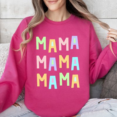 Mama Mama Mama Positivity Sarcastic Mental Health Colorful Pastel Crewneck Sweatshirt
