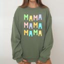 Medium Military Green Mama Mama Mama Positivity Sarcastic Mental Health Colorful Pastel Crewneck Sweatshirt