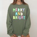  Merry And Bright Christmas Pastel Positive Sarcastic Mom Gift Mental Health Support Sweatshirt