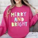 XL Crunchberry Bright Pink Merry And Bright Christmas Pastel Positive Sarcastic Mom Gift Mental Health Support Sweatshirt