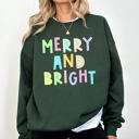 XXL Forest Dark Green Merry And Bright Christmas Pastel Positive Sarcastic Mom Gift Mental Health Support Sweatshirt