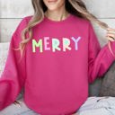 Small Crunchberry Bright Pink Merry Positivity Sarcastic Mental Health Graphic Bold Statement Crewneck Sweatshirt
