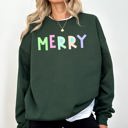 Large Forest Dark Green Merry Positivity Sarcastic Mental Health Graphic Bold Statement Crewneck Sweatshirt
