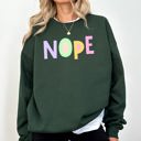 XL Forest Dark Green Nope Positivity Funny Sarcastic Mental Health Colorful Pastel Vibes Cozy Soft Everyday Sweatshirt