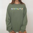 XXL Military Green Overstimulated Positivity Sarcastic Mom Mental Health Colorful Pastel Sweatshirt