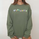 Small Military Green Overthinker Positivity Sarcastic Colorful Pastel Crewneck Design Embracing Mental Health Journey Sweatshirt