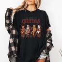 Medium Black All Booked For Christmas Reindeer Santa Snowman Teacher Books Comfort Colors Tee