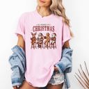 Medium Blossom Light Pink All Booked For Christmas Reindeer Santa Snowman Teacher Books Comfort Colors Tee