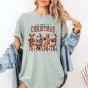 Large Bay Light Sage All Booked For Christmas Reindeer Santa Snowman Teacher Books Comfort Colors Tee