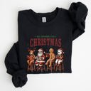 Medium Black All Booked For Christmas Reindeer Santa Snowman Teacher Books Holiday Sweatshirt