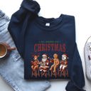 XL Navy All Booked For Christmas Reindeer Santa Snowman Teacher Books Holiday Sweatshirt