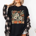  Autumn Botanical Floral Pressed Flowers Pumpkins Thanksgiving Harvest Comfort Colors Tee