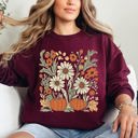  Autumn Botanical Floral Pressed Flowers Pumpkins Thanksgiving Season Cozy Sweatshirt