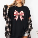 Large Black Christmas Cake Bow Ribbon Coquette Winter Santa Snow Holiday Edition Comfort Colors Tee