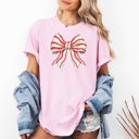 Large Blossom Light Pink Christmas Cake Bow Ribbon Coquette Winter Santa Snow Holiday Edition Comfort Colors Tee