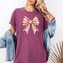 Large Berry Red Christmas Cake Bow Ribbon Coquette Winter Santa Snow Holiday Edition Comfort Colors Tee