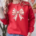  Christmas Cake Bow Ribbon Coquette Santa Snow Winter Festive Cozy Holiday Sweatshirt