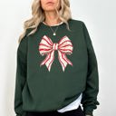 XXL Forest Green Christmas Cake Bow Ribbon Coquette Santa Snow Winter Festive Cozy Holiday Sweatshirt