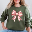 Small Military Green Christmas Cake Bow Ribbon Coquette Santa Snow Winter Festive Cozy Holiday Sweatshirt