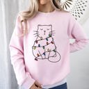 XXL Light Pink Christmas Cat Lights Santa Feline Cat Lover Festive Holiday Cozy Warm Winter Nights Sweatshirt